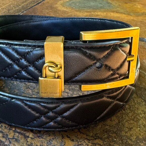 Kurt Geiger London, Black Leather Belt, Size Medium / Large - Picture 1 of 6